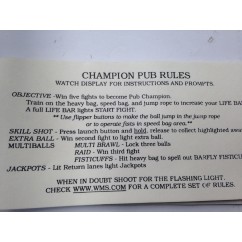 Champion Pub card instruction